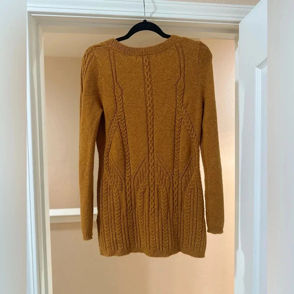 Anthropologie SPARROW‎ Cable Print Mustard Yellow Tunic Sweater. Size Medium. - Picture 7 of 11